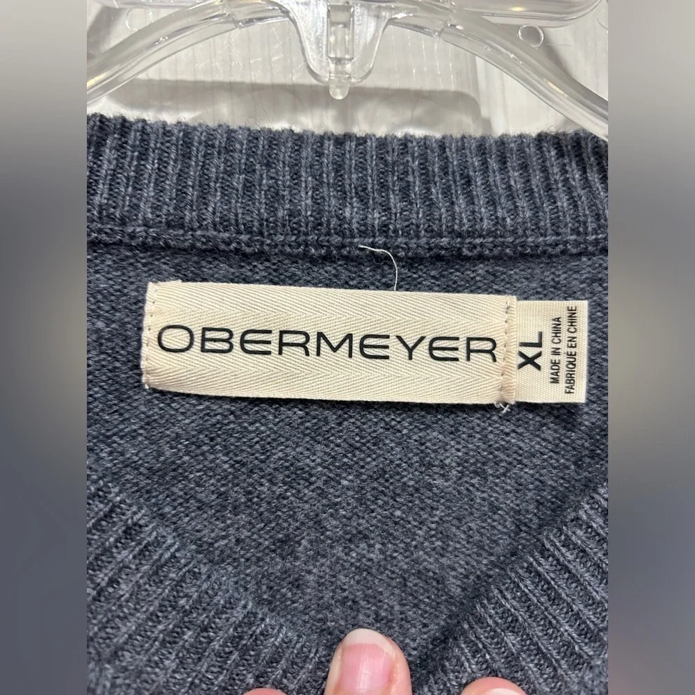 Obermeyer Men's XL Reggie Crewneck Sweater Knightly Grey Blue NWT Merino Wool